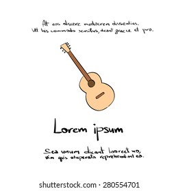 Guitar Hand Draw Logo Color Icon Vector Illustration