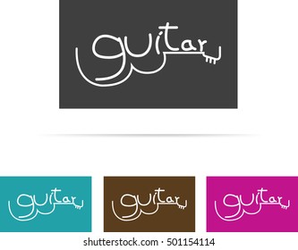Guitar hand drawn design set . logo design for company