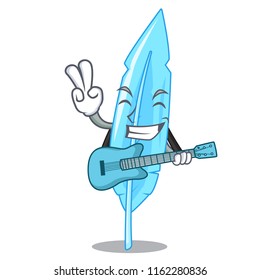 With guitar hand drawn feather mascot
