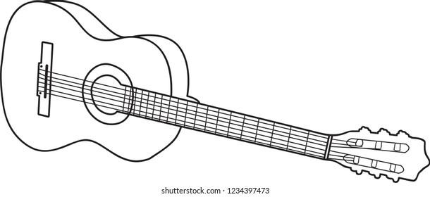 guitar hand drawn Vector Line art