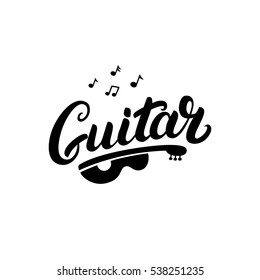 Guitar Hand Written Lettering Logo Emblem Stock Vector (Royalty Free ...