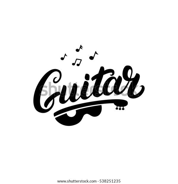 Guitar Hand Written Lettering Logo Emblem Stock Vector (Royalty Free ...