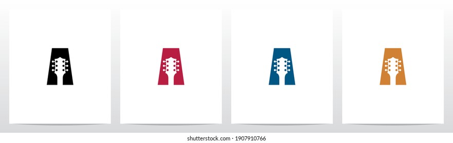 Guitar Head On Letter Logo Design A