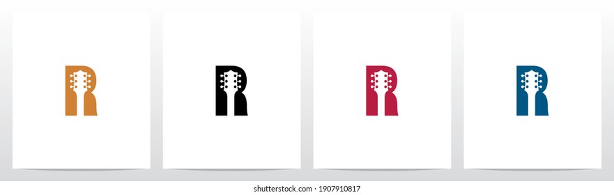 Guitar Head On Letter Logo Design R