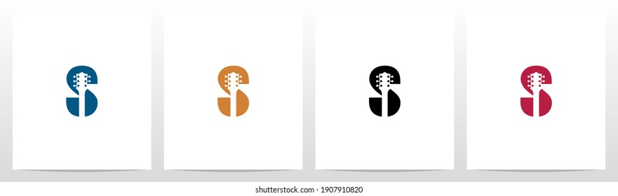 Guitar Head On Letter Logo Design S