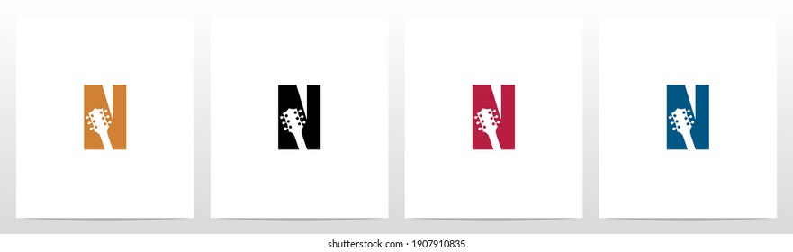 Guitar Head On Letter Logo Design N