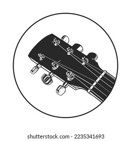 Guitar head vector illustration. Guitar Head Icon, Acoustic Guitar, Guitarist Business Logo, Musician Logo Concept