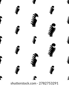 Guitar Headstock Icon Seamless Pattern, Peghead, Headstock Of Stringed Music Instrument Vector Art Illustration