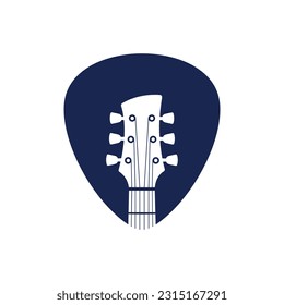Guitar headstock and guitar pick logo design inspiration