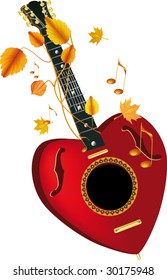 guitar heart of the note and autumn leaves