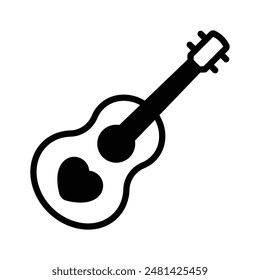 Guitar with heart symbol showing concept icon of wedding music