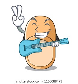 With guitar home slippers icon in cartoon style