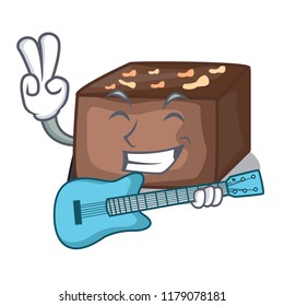 With guitar homemade sweet cake with almonds and cream cartoon