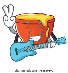 With guitar honey character cartoon style