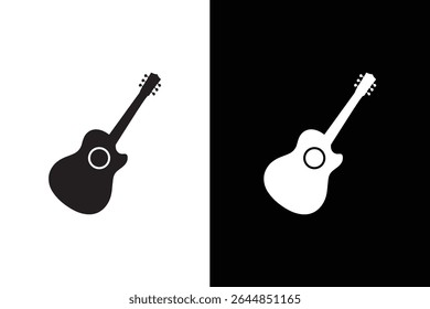 Ícone de guitarra Silhueta de guitarra acústica ícone vetor design preto branco