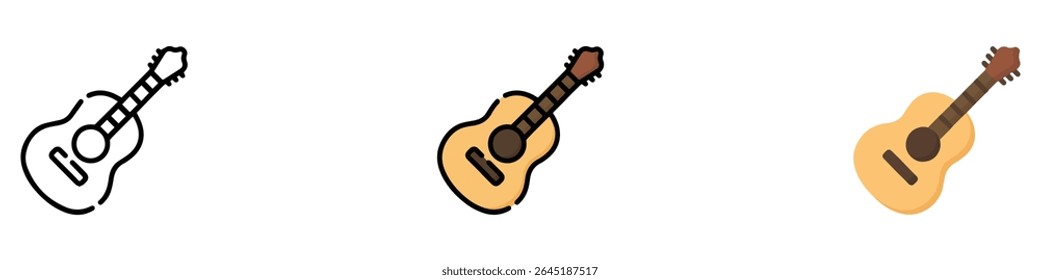 Ícone de guitarra. Ícone de guitarra acústica. Ilustração de vetor.