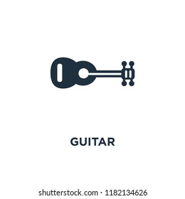 Guitar icon. Black filled vector illustration. Guitar symbol on white background. Can be used in web and mobile.