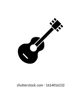Guitar Icon in black flat shape design on white background