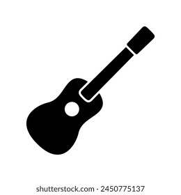 Guitar icon. Black silhouette. Front side view. Vector simple flat graphic illustration. Isolated object on a white background. Isolate.