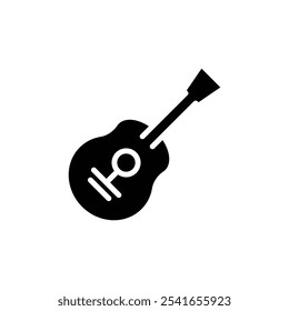 Guitar icon Black and white outline vector