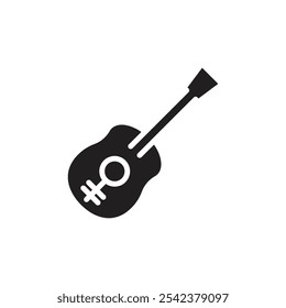 Guitar icon Black and white outline vector