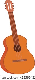 Guitar icon. Classic acoustic string music instrument isolated on white background