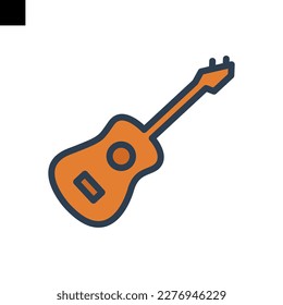 guitar icon color style vector