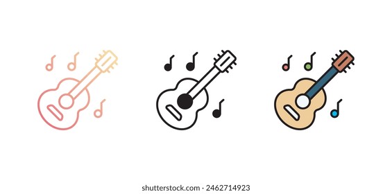 Diseño de icono de guitarra con fondo blanco ilustración de stock