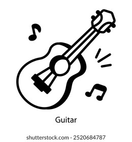 Icono de guitarra en estilo doodle 