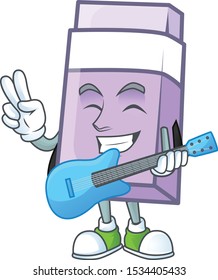 With guitar icon eraser cartoon in the character