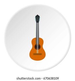 Guitar icon in flat circle isolated vector illustration for web