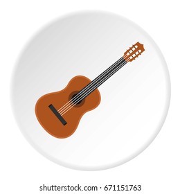 Guitar icon in flat circle isolated vector illustration for web