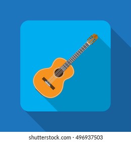 Guitar icon in flat design with long shadows