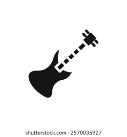 Guitar icon Flat simple outline set