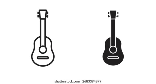 Guitar icon flat and stroke style pack on white background. Vector illustrations