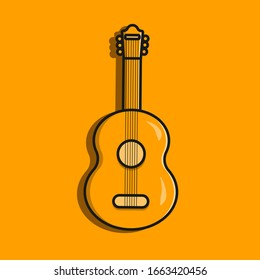 Guitar Icon in flat style. Classical guitar vector. Musical instrument. Music. Vector
