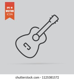 Guitar icon in flat style isolated on grey background. For your design, logo. Vector illustration.
