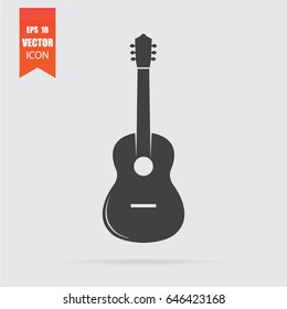 Guitar icon in flat style isolated on grey background. For your design, logo. Vector illustration.