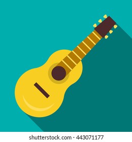 Guitar icon in flat style with long shadow. Musical instrument symbol