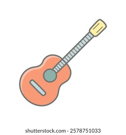 Guitar icon in flat style. Musical instrument vector illustration on white isolated background.