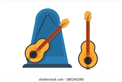 Guitar icon. Flat-style vector illustration. Cartoon style.