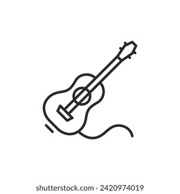 Icono de guitarra. Icono de línea simple de guitarra genérica aislado en fondo blanco. Ilustración del vector