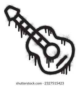 Guitar icon graffiti with black spray paint