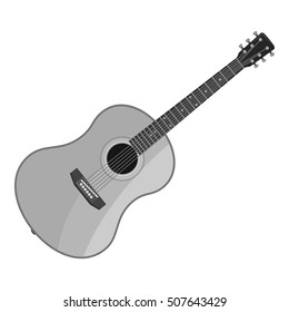 Guitar icon. Gray monochrome illustration of guitar vector icon for web