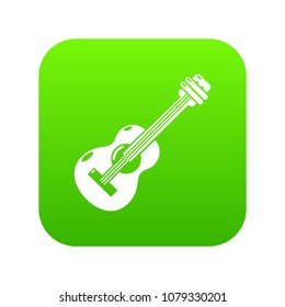 Guitar icon green vector isolated on white background