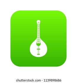 Guitar icon green vector isolated on white background