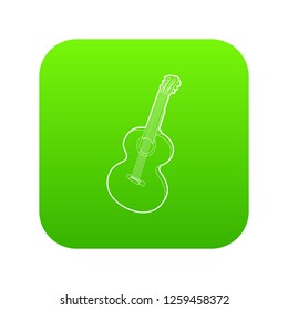 Guitar icon green vector isolated on white background