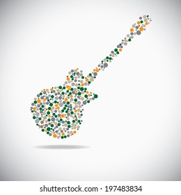 Guitar icon with halftone dots print texture.