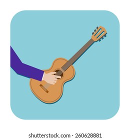 guitar icon with hand design