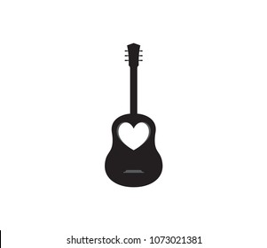 Guitar icon. guitar with heart design template